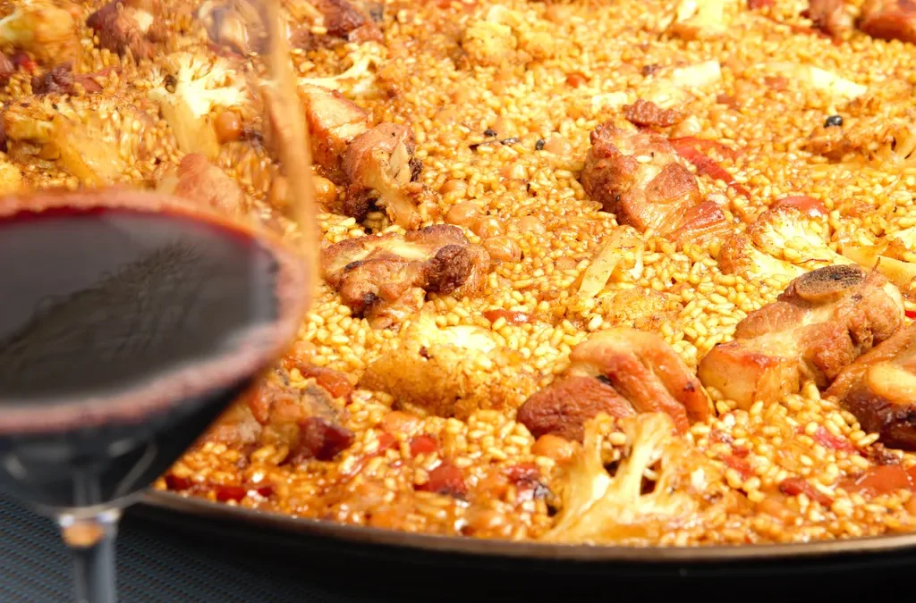 Paella costillas coliflor y garbanzos